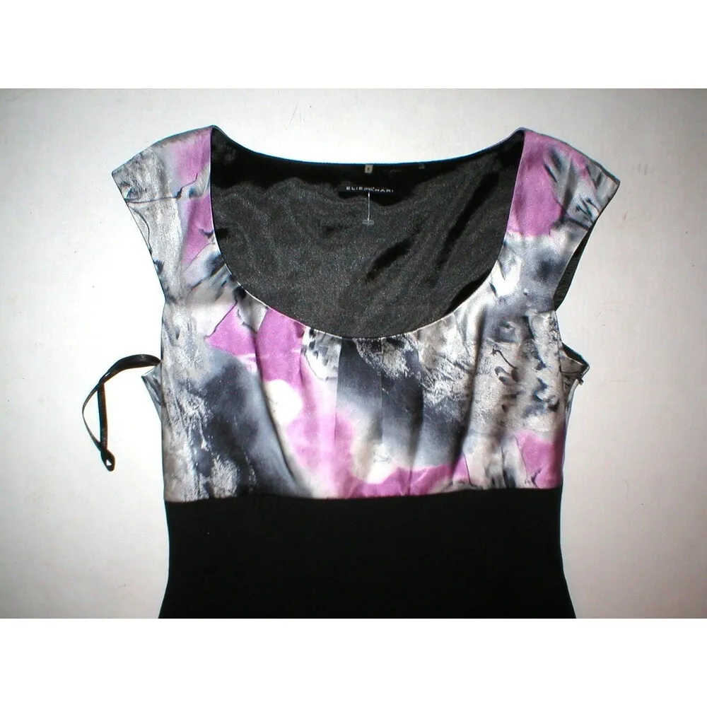 New Designer Elie Tahari Silk Elastane Dress Little Black Womens Purple 6 LBD - Image 7