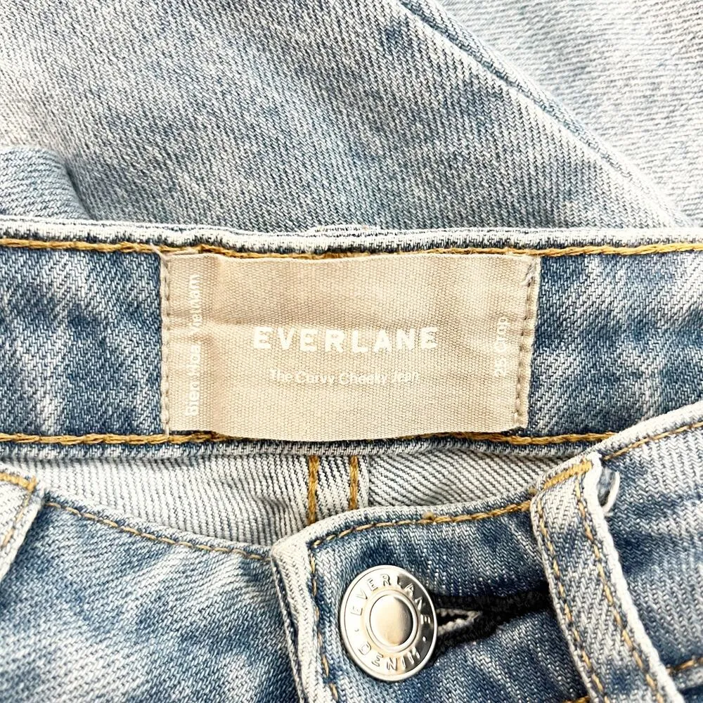 Everlane High Rise The Curvy Cheeky Straight Leg Crop Jeans Medium Wash Blue 25 - Image 2