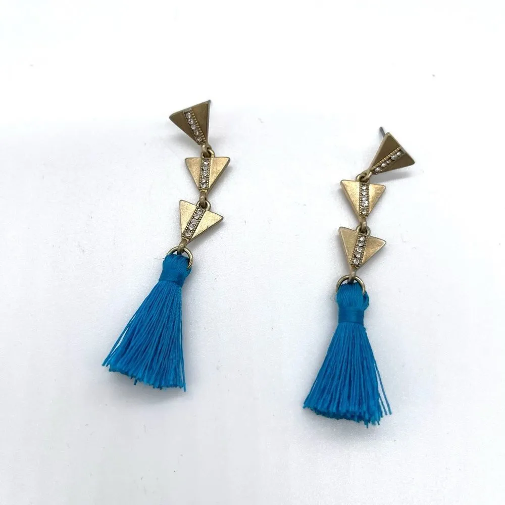 Tassel With triple triangle accent on Gold Tone Blue - Image 2