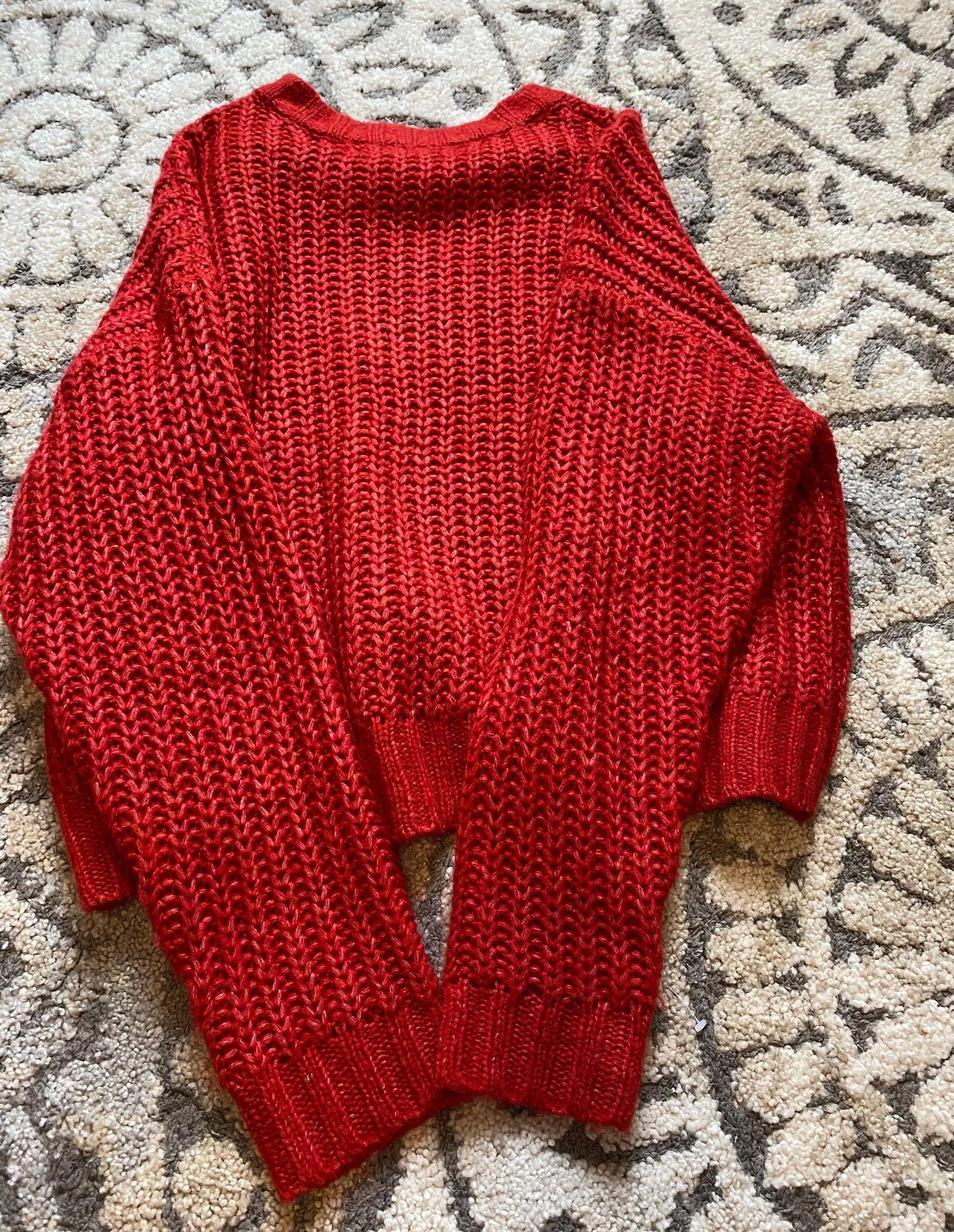 American Eagle Red Cropped Sweater - Image 3
