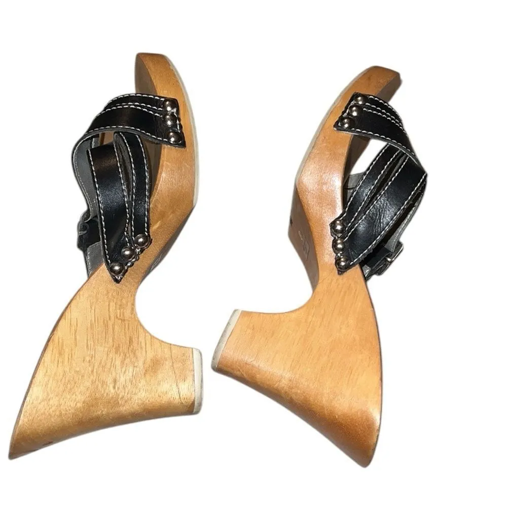 Bongo Vintage Black Leather Women's Sandals Size 8 - Image 3