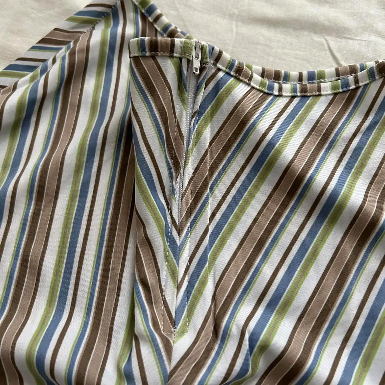 Y2K paper tag vintage blue brown white chevron striped maxi skirt Size medium - Image 6