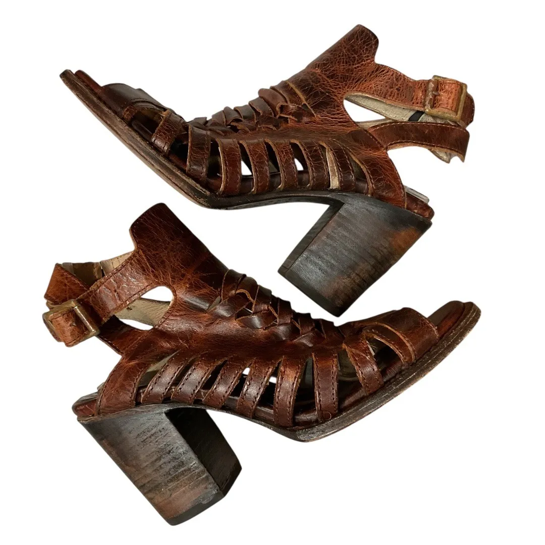 Freebird by Steven Congo Heel Distressed Brown Leather Bongo Gladiator Size 10 - Image 12