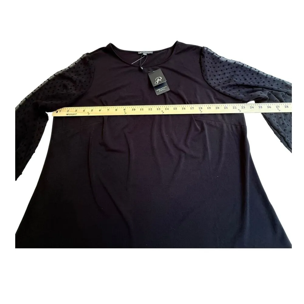 NEW Adrianna Papell BLACK BLOUSE Lace 3/4 Sleeves Women's 1X Stretch Top Shirt - Image 7