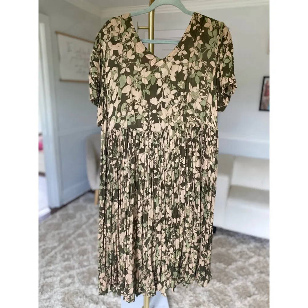 Woman Within Midi Dress Neutrals Button Down V Neck Boho Cottagecore Summer - Image 6