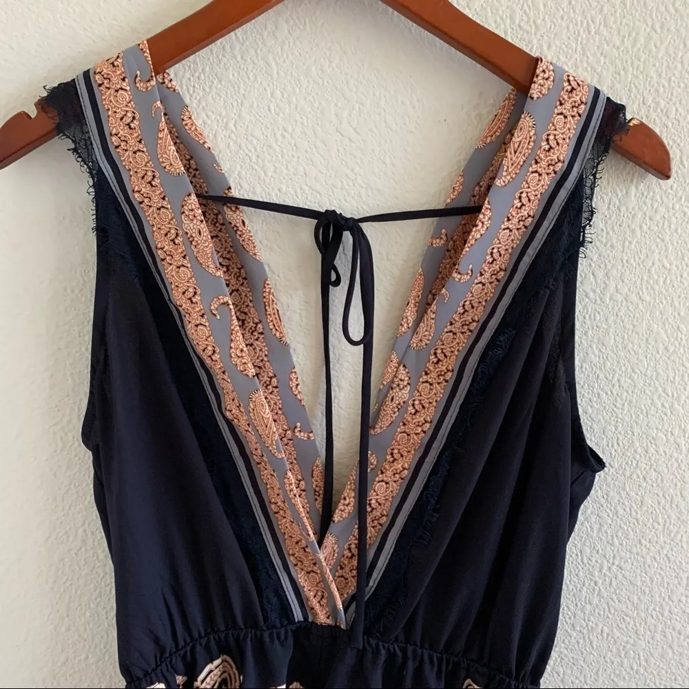 Illa Illa Deep V Romper Playsuit Jumpsuit Flirty Lace Romantic Boho Small - Image 6