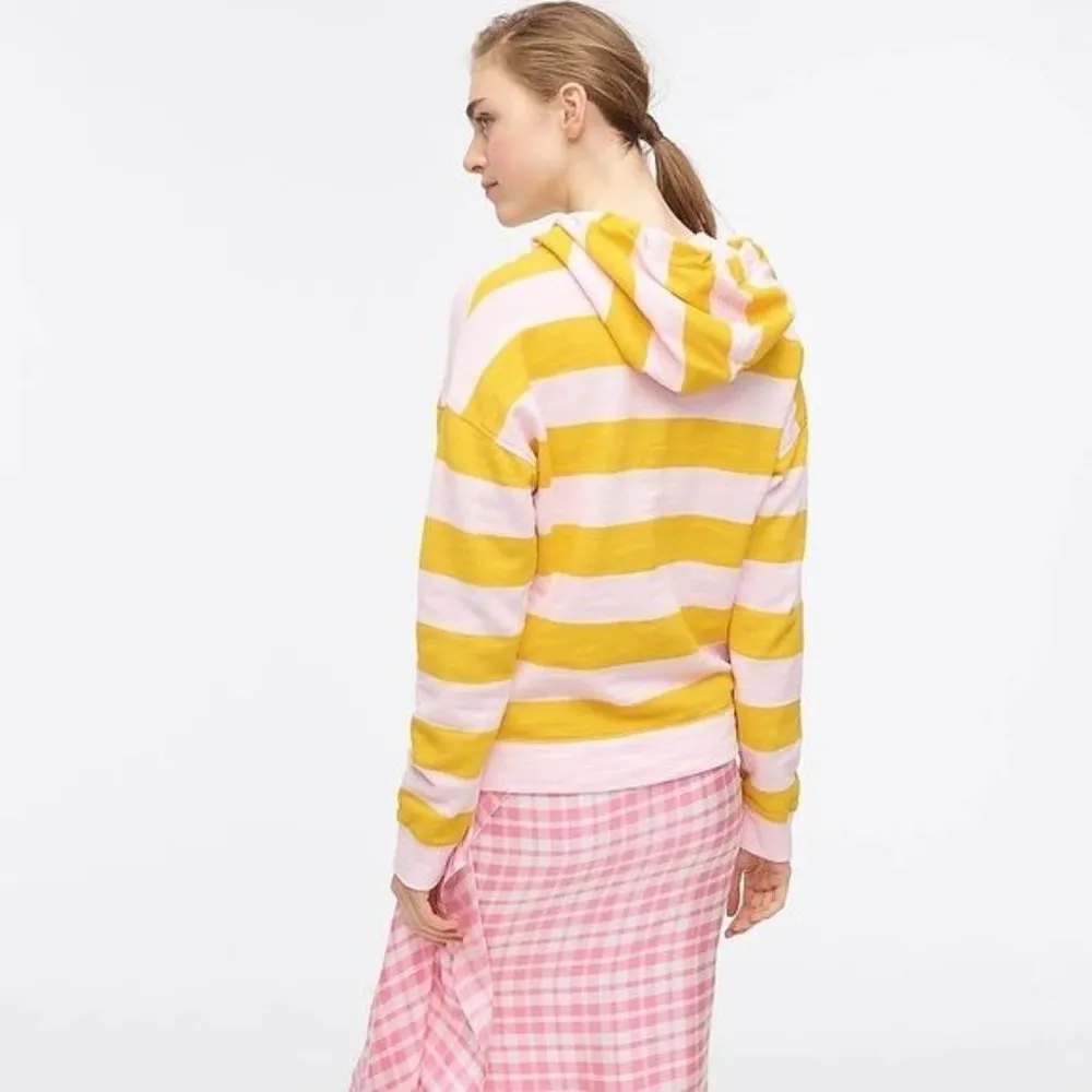J. Crew Pink & Yellow Striped Vintage Cotton Terry Hoodie XXS - Image 2