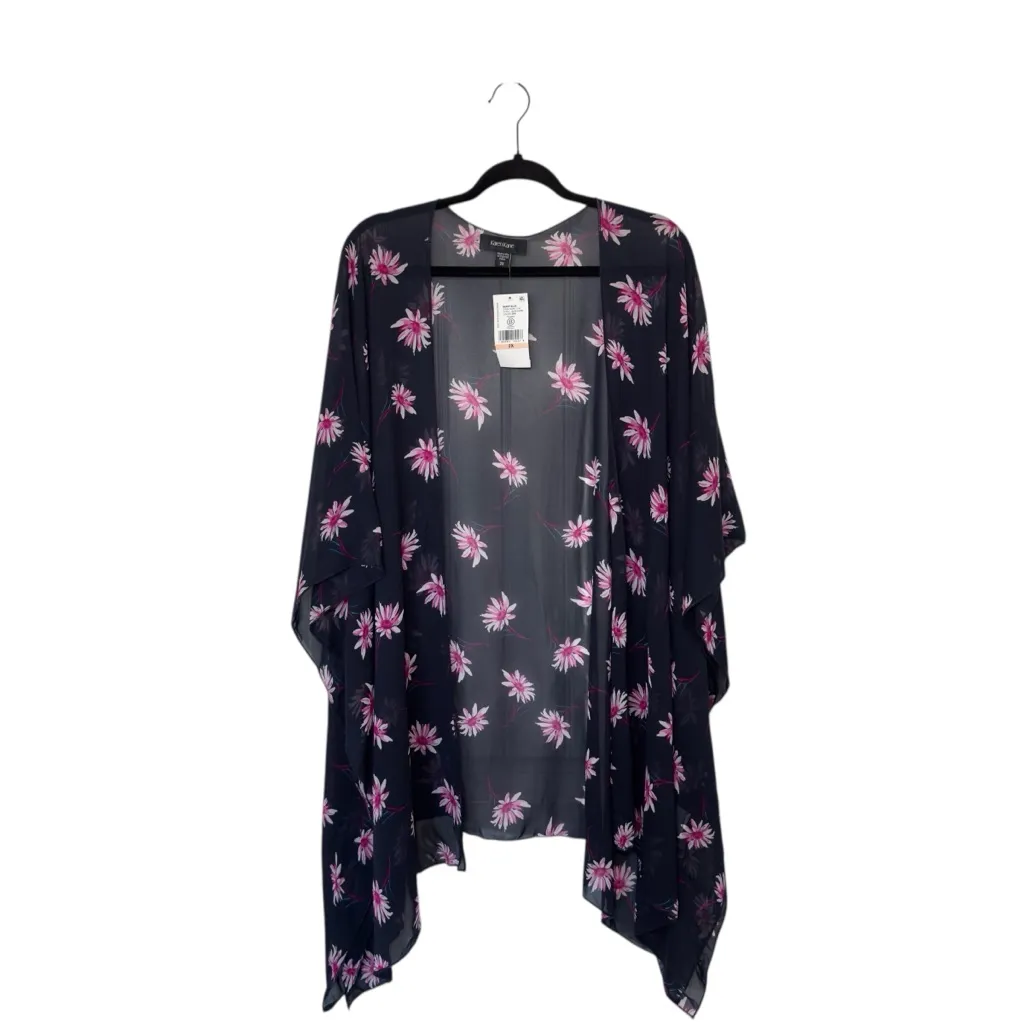 Karen Kane Berry Blue Open Front Daisy Floral Print Jacket Kimono 2X NWT - Image 2