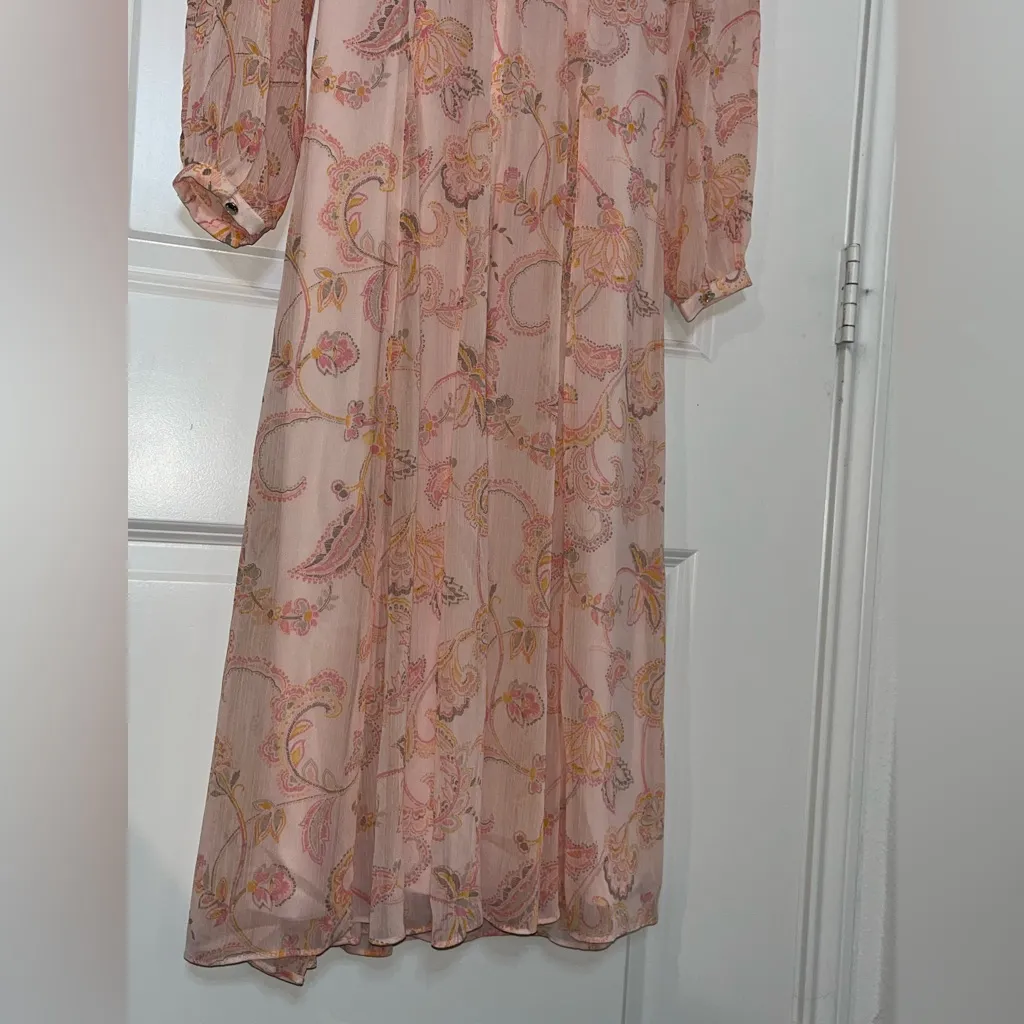 Tommy Hilfiger Paisley Chiffon Midi Dress 2 Garden Party Peasant Bishop Sleeves - Image 11