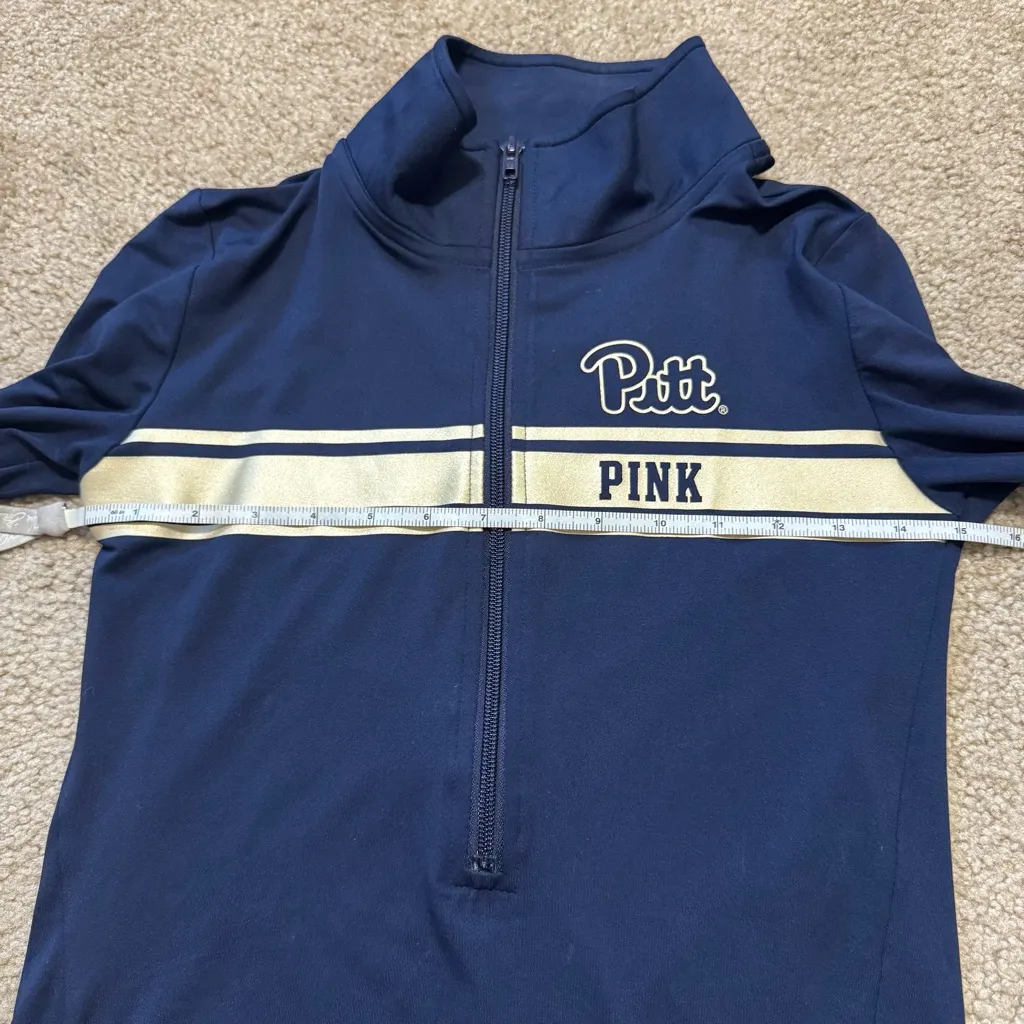 PINK Victoria’s Secret Pitt Panthers lightweight half-zip top, size XS - Image 4