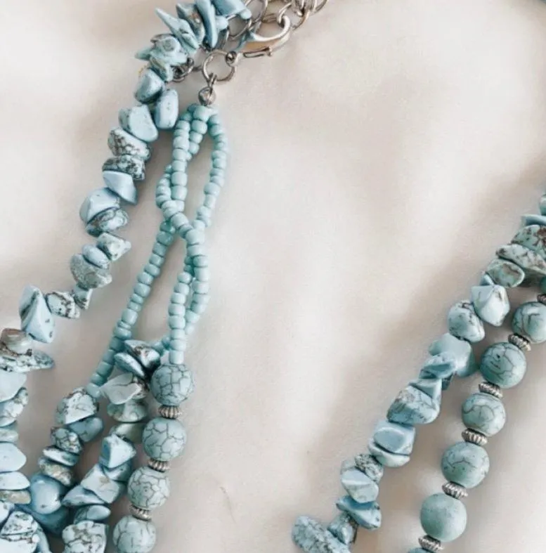 Turquoise Headed Cross Statement Necklace Silver - Image 4