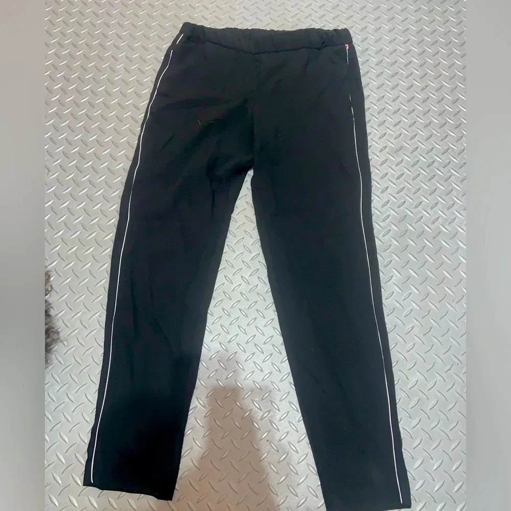 Cynthia rowley black dress pants with white stripe elastic waist casual lined - Image 3