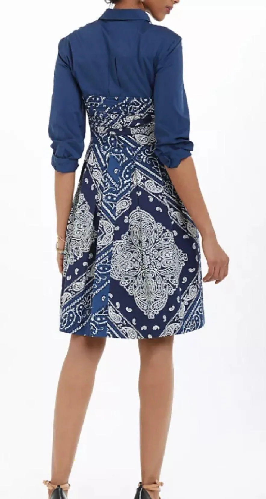 NWT $148  Holding Horses Blue Flared Bandana Shirt Dress 0 - Image 2