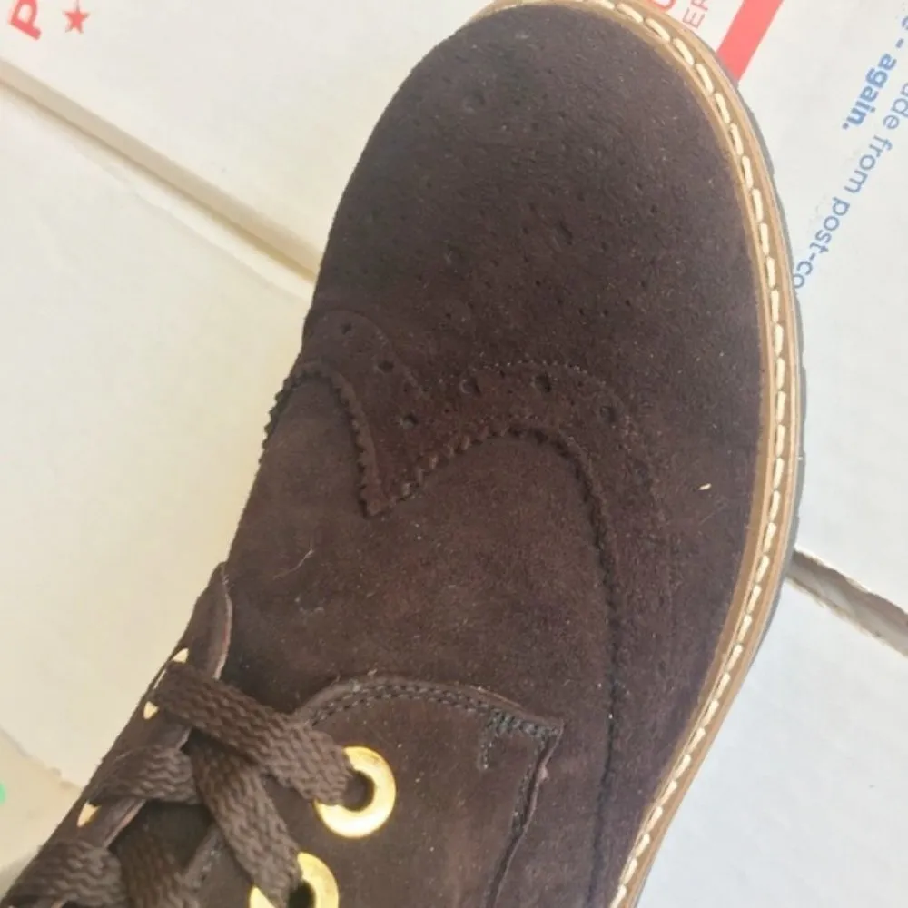 Loretta Pettinari women's 37 suede reflective zippered lace up high ankle boots Brown Size 6 - Image 6