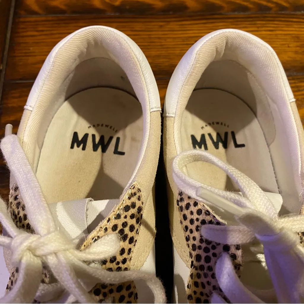 Madewell Court Sneakers in Spotted Calf Hair Sand Beige Multi Size 9 M - Image 4