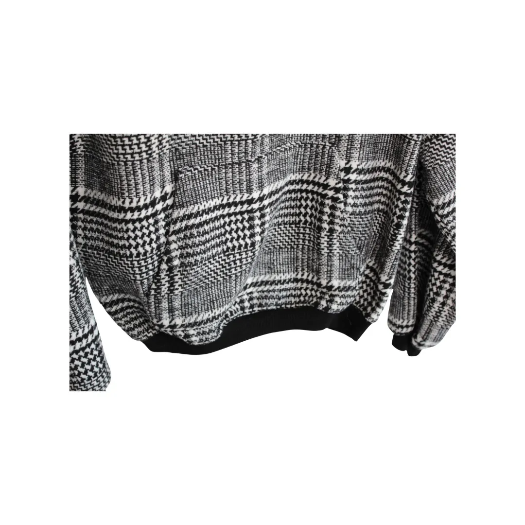 Lili Sidonio Molly‎ Bracken Women's Black & White Plaid Hoodie Dolman Size Small - Image 4