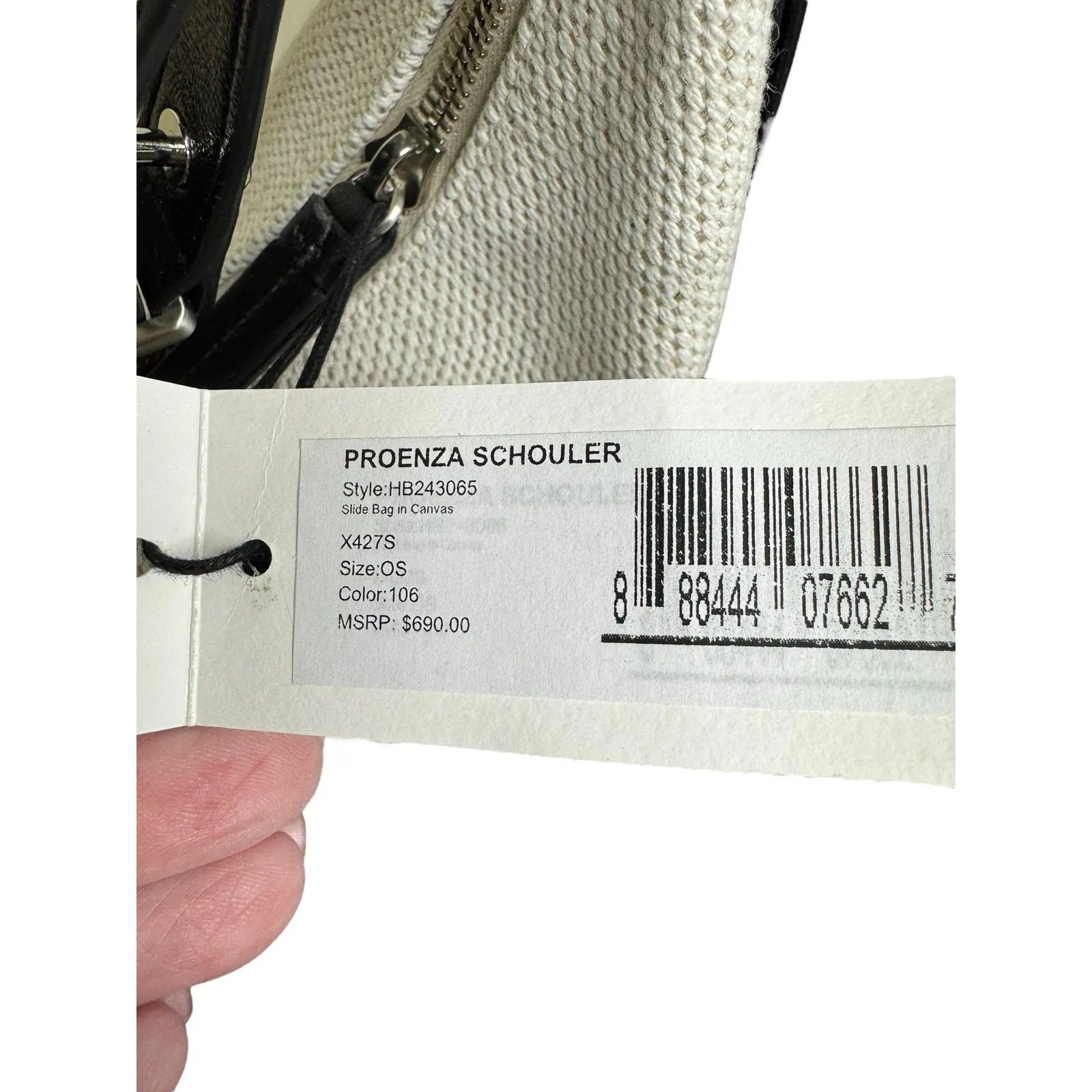 Proenza Schouler NWT Slide Canvas Shoulder Bag in Ivory & Black - Image 4