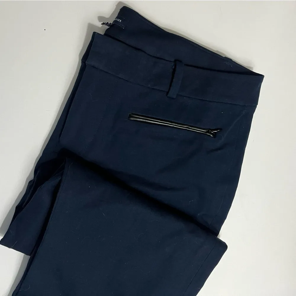 Tommy Hilfiger • Navy Blue with Black Trim Madison Stretch Slim Trousers - Image 3