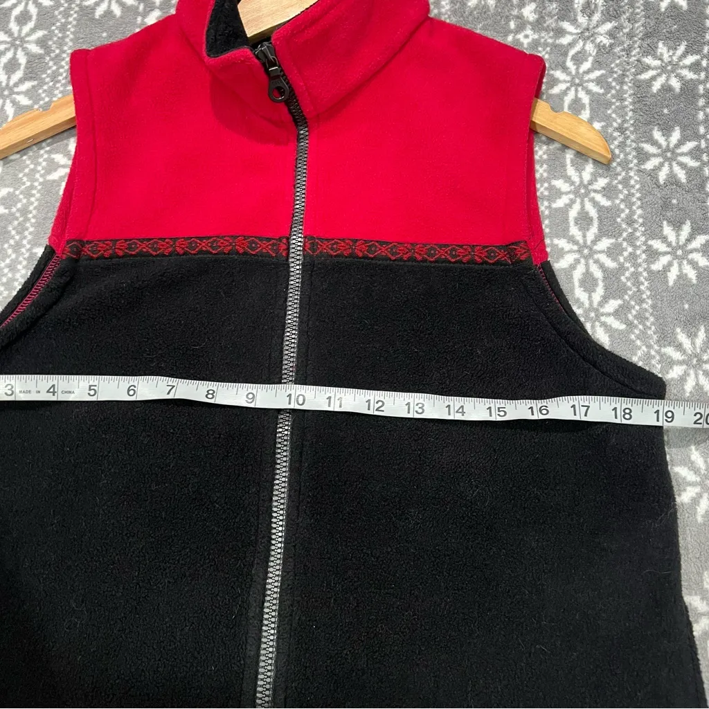 Kuhl Red & Black Fleece Sleeveless Vest Jacquard Trim w/ Pockets Size‎ Small - Image 6