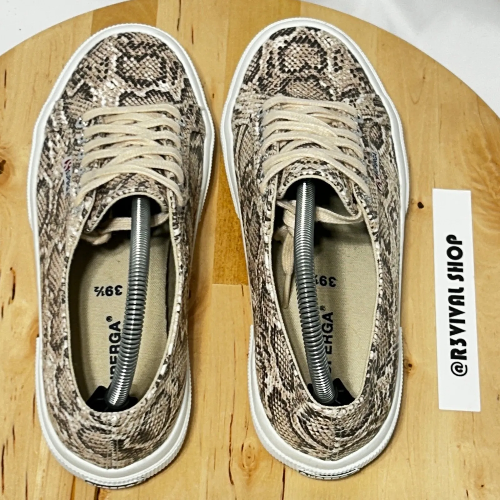 Suprega Womens 2750‎ Taupe Snake Print Low Top Sneakers - Image 9