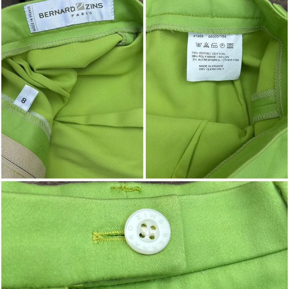 Authentic Vintage Slime Green Bernard Zins Pants Trousers Made in France Size 28 - Image 6