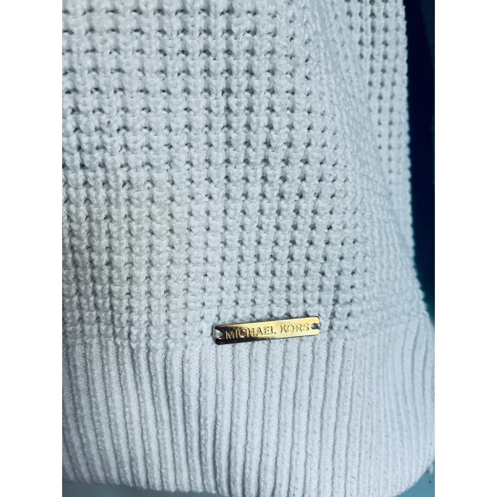 MICHAEL Michael Kors Sweater Waffle Knit Turtle Neck White Women's Small - Image 2