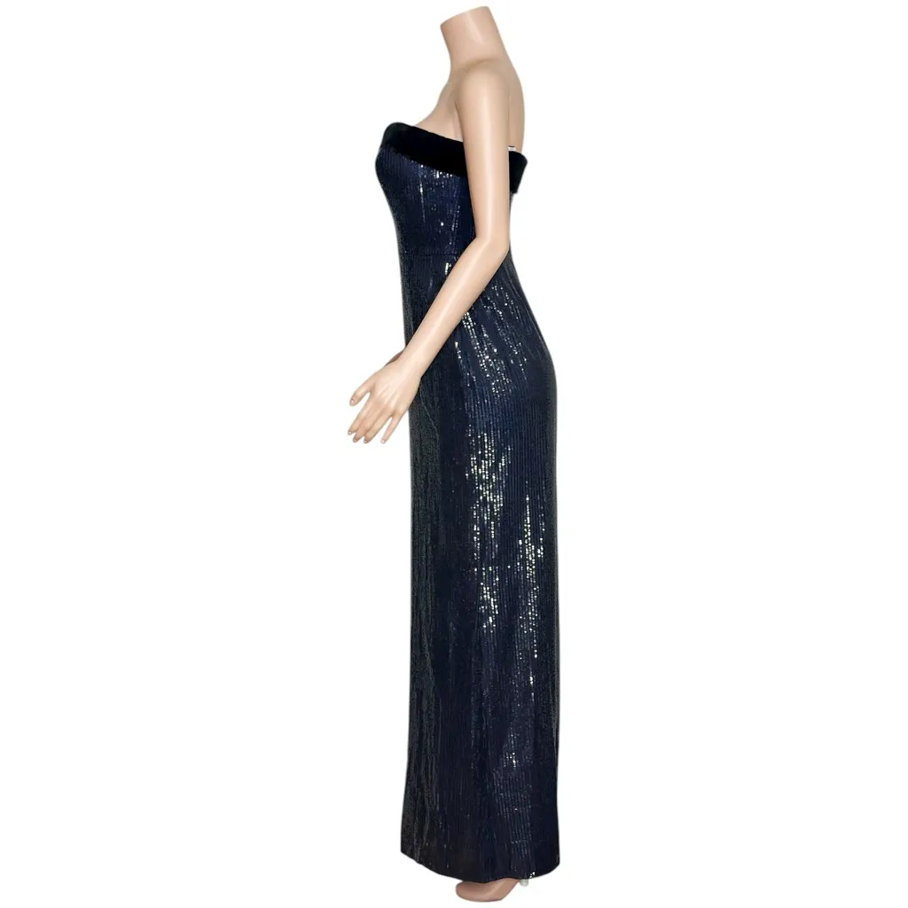 ML MONIQUE LHUILLIER Reese Sequined Strapless Gown, Navy Midnight, 6 (US) - Image 4