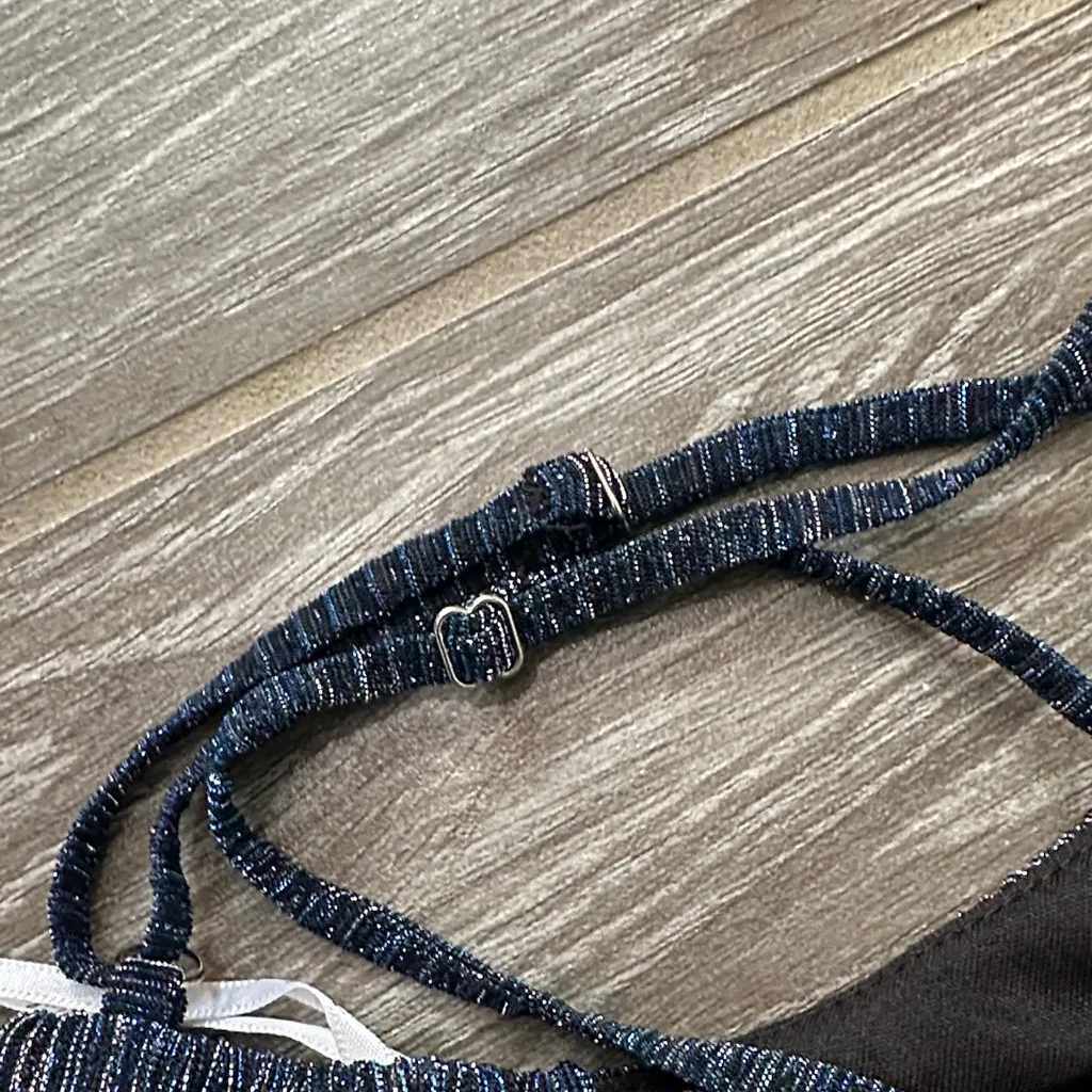 Lulu's Sparkly Blue silver Layered Mini strappy Dress XS EUC #hoco Black - Image 5