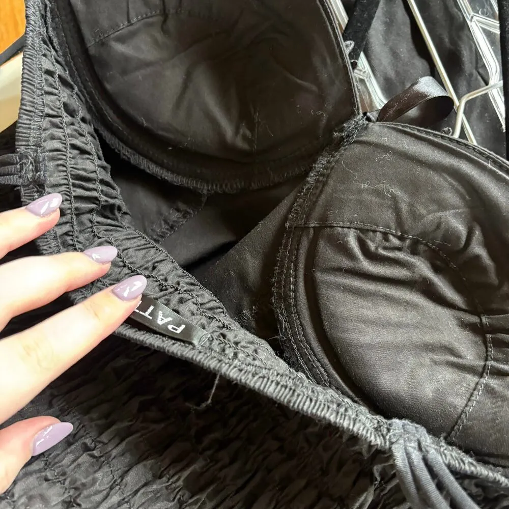 Sexy Witch Black Faux Lace Up Whimsigoth Coquette Dark Fairy Smocked Back Tank - Image 10