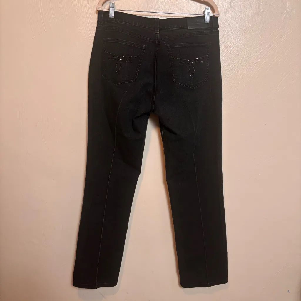 LRL Lauren Jeans Co Women’s Jeans Modern Slim Black Shiny Embellish Size 10 - Image 6