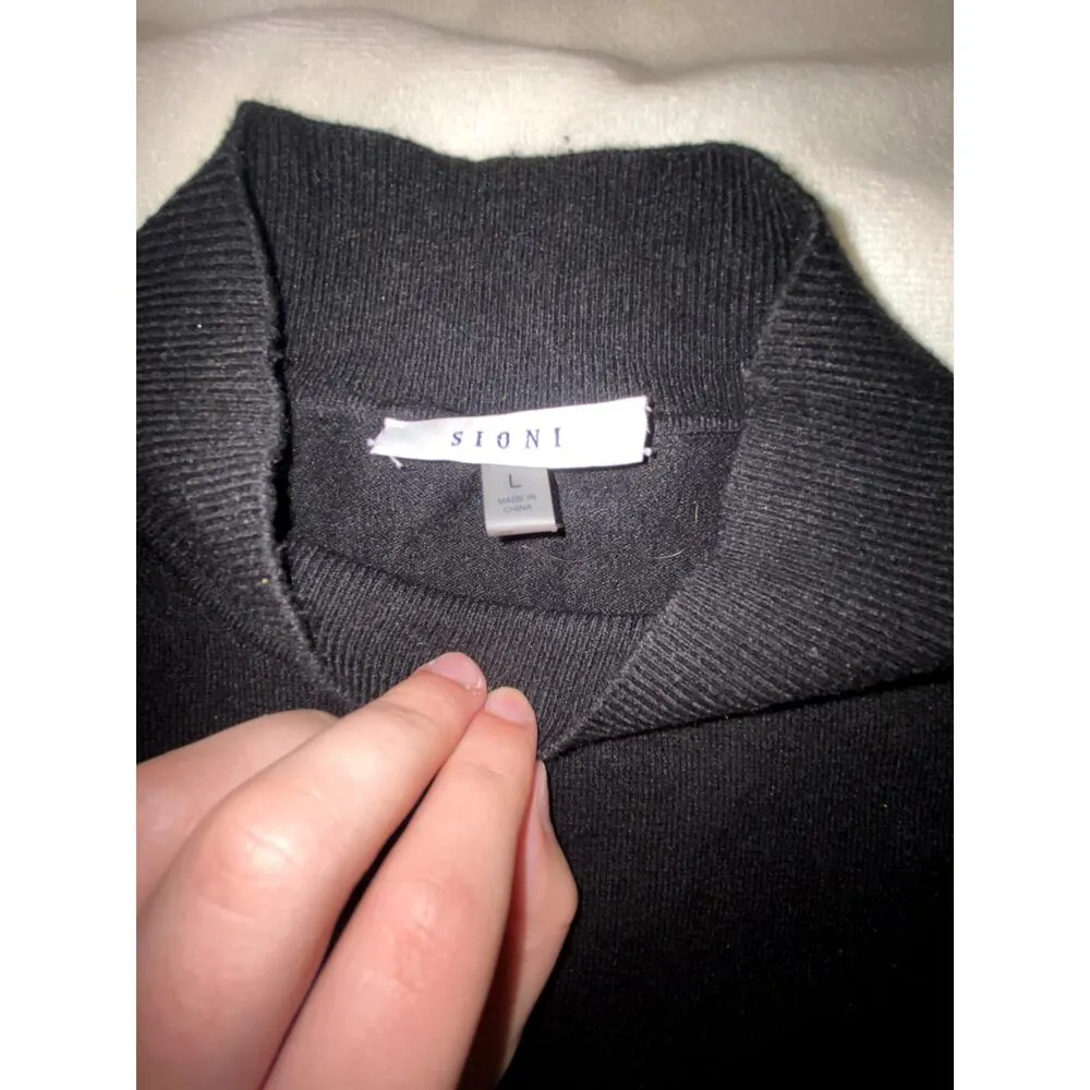 Sioni Mock Neck Puff Sleeve Sweater Size Large Black - Image 6