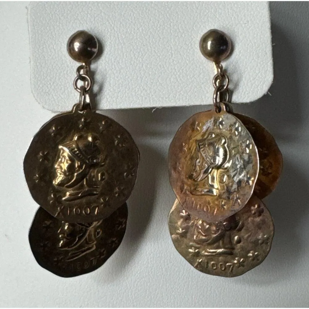 Vintage Dangling Coin X1007 Clip on Earrings - Image 6