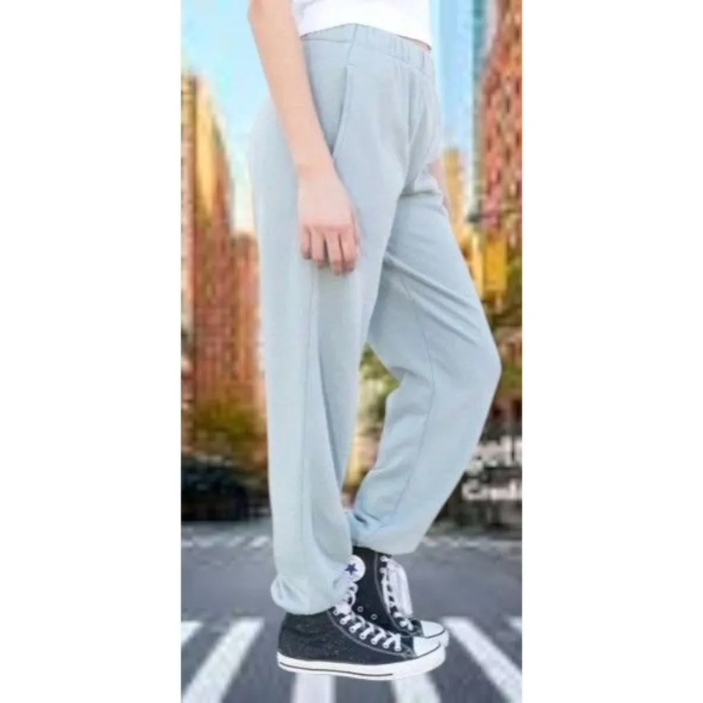 Brandy Mellville Rosa Joggers One Size Blue Sweatpants Stretch Waist Leg Cuffs - Image 3