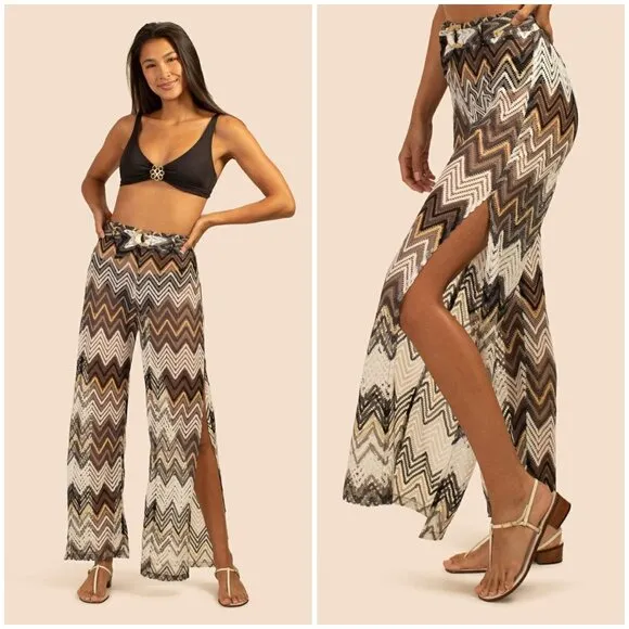 💕TRINA TURK💕 Drift Side Slit Crochet Lace Pant ~ Chevron Print XS NWT - Image 2