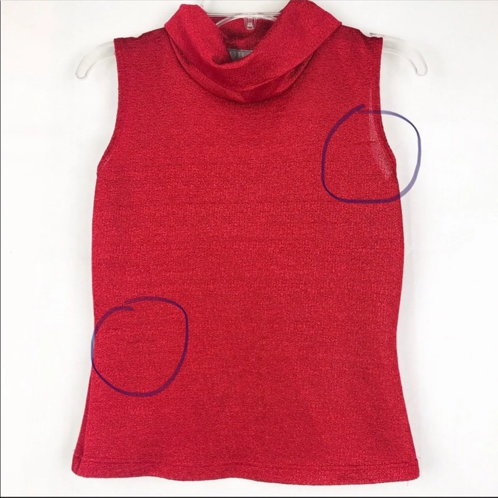 Vintage LOB Y2K Metallic Sleeveless Turtleneck Red Top Size XS Christmas Holiday - Image 4