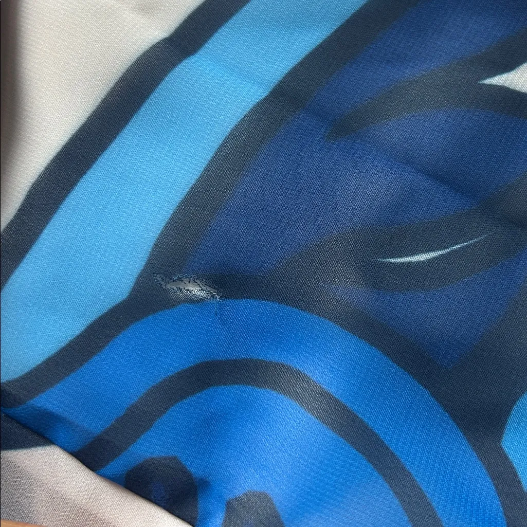 PrettyLittleThing Asymmetrical Blue and White Ruffle Dress - Image 14