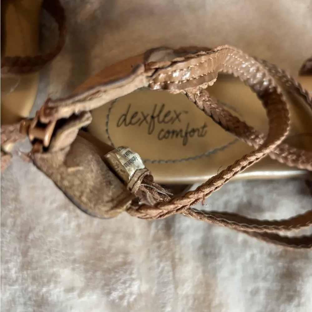 Dexflex Comfort Tan Women’s Sandals Strappy Gladiator Grecian Design 13W - Image 5