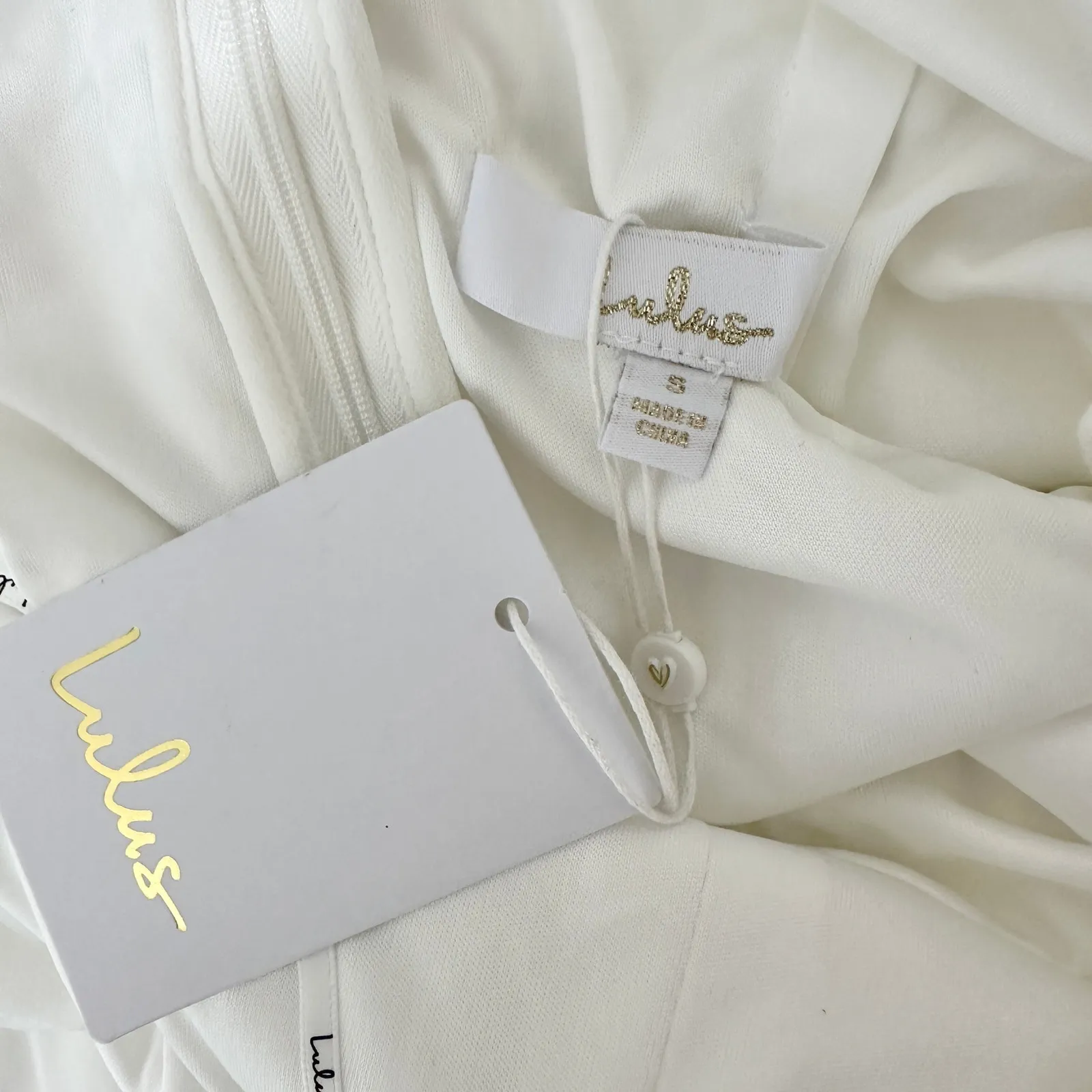 Lulus Extraordinary Romance White Button Back Mermaid Maxi Dress Formal S NWT - Image 9