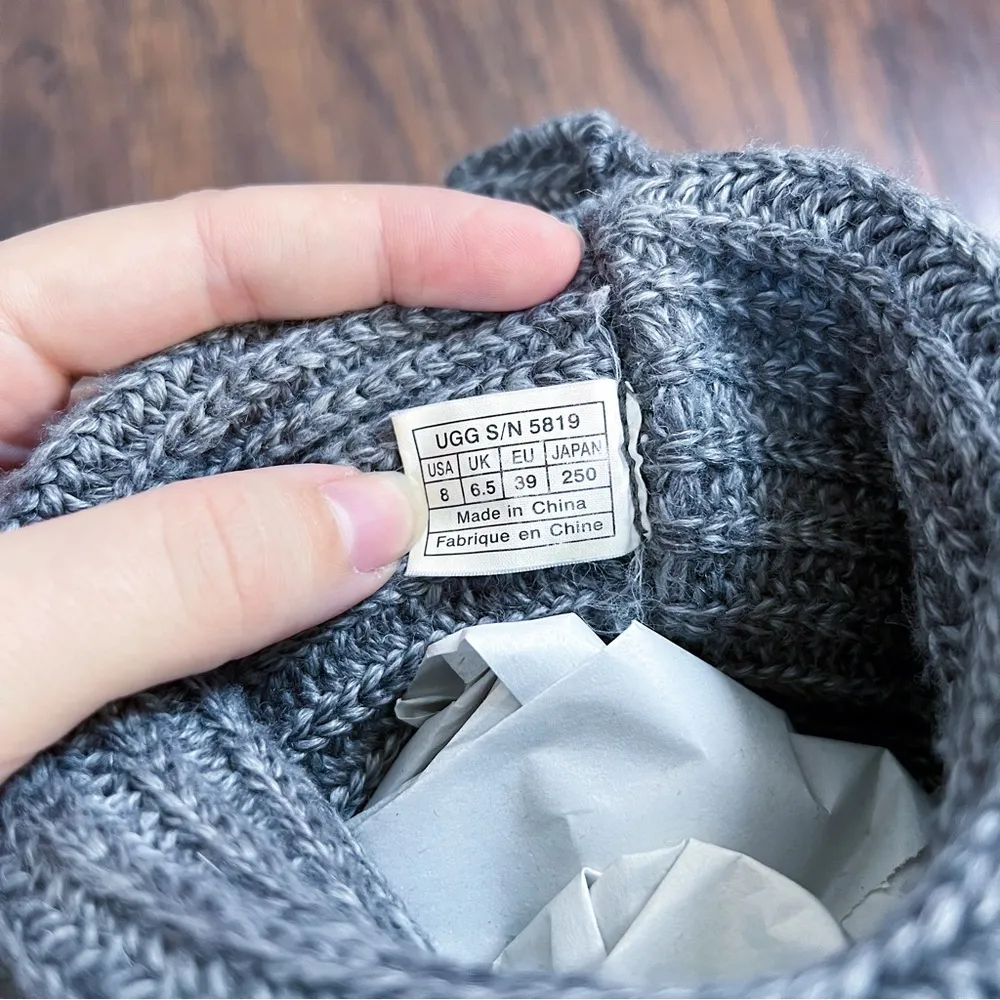 UGG • Cardy II Boot grey ribbed knit sweater triple button fold over slouch - Image 12