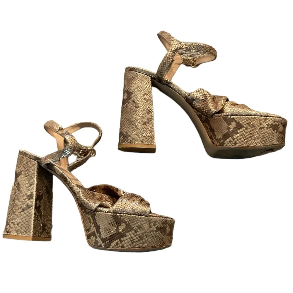Vintage Python Snakeskin leather platform heels shoes sz 39.5 - Image 2