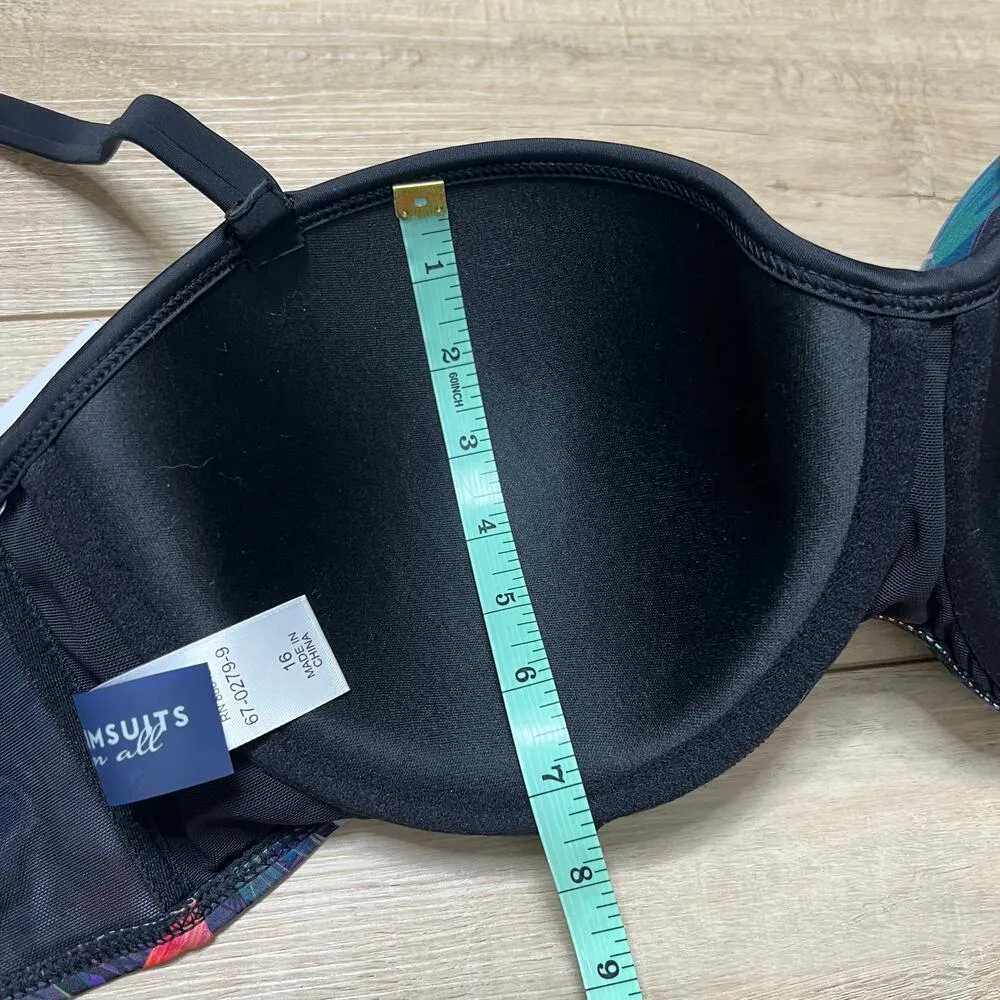 Swimsuits For All Tropical Palm Print High Waisted Bikini Size 1X - Image 9