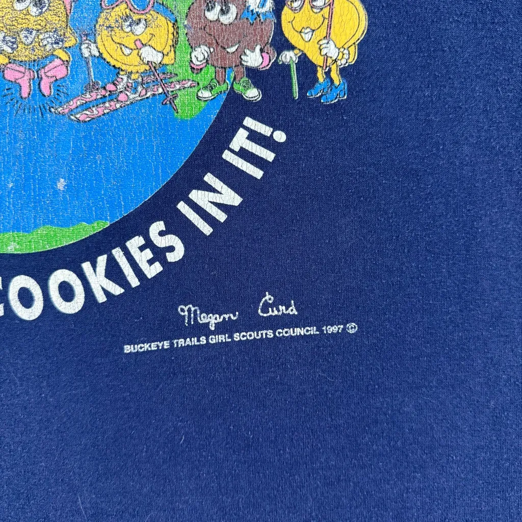 VINTAGE 1997 The World is a Better Place with Girl Scout Cookies in it! Tee Blue - Image 4