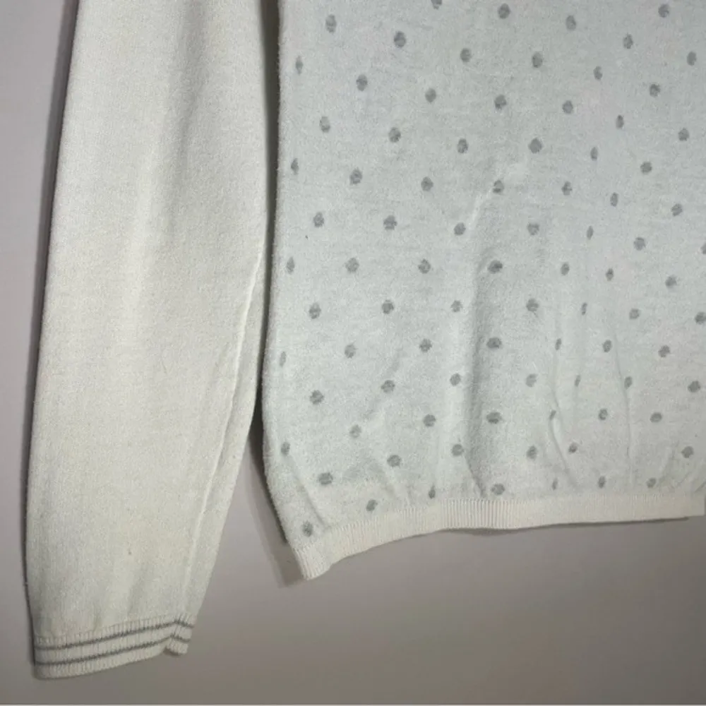 Tommy Hilfiger small white and grey polka dot crewneck cotton sweater - Image 3