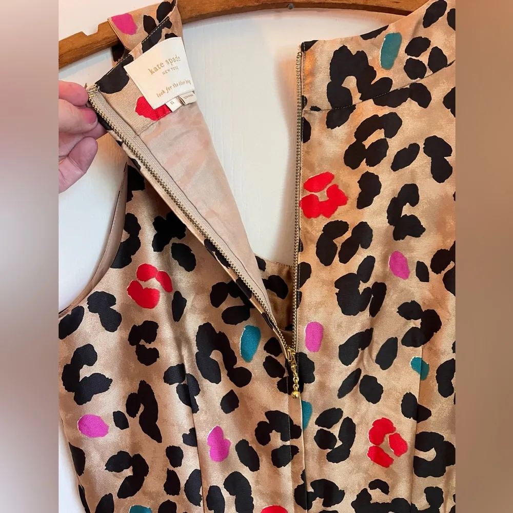 New York Bette Bow Leopard Silk Cocktail Dress Size 6 Pockets Barbie - Image 14