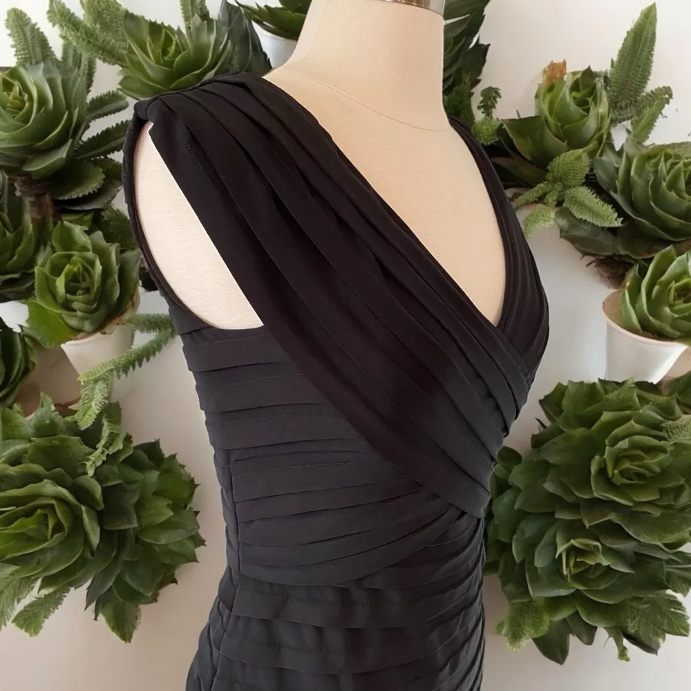 XSCAPE Joanna Chen Sleeveless Bandage Bodycon Pleated Sheath Dress - Image 5