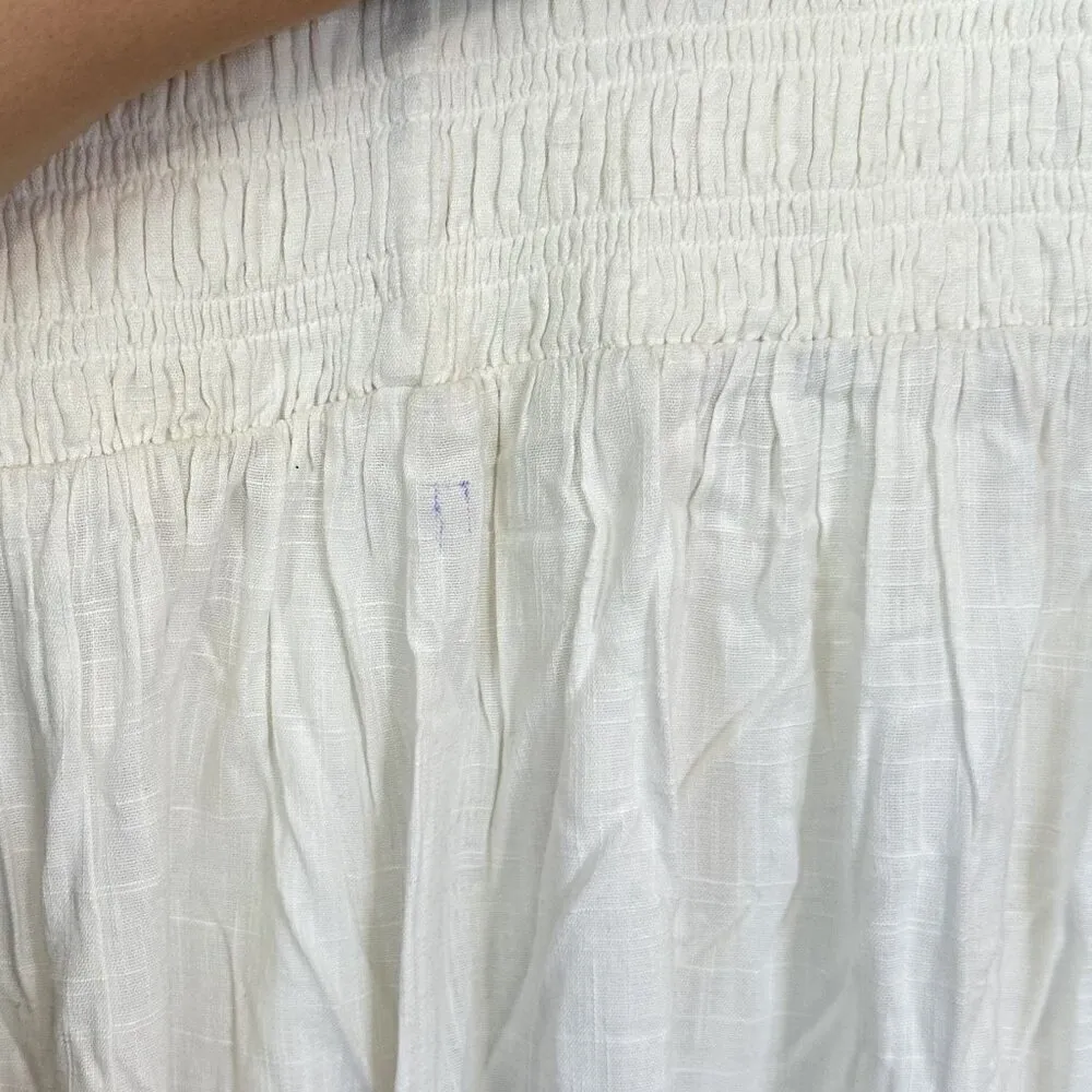 Faherty Strapless White Smocked Cover Up Dress - Size: Small - Image 5