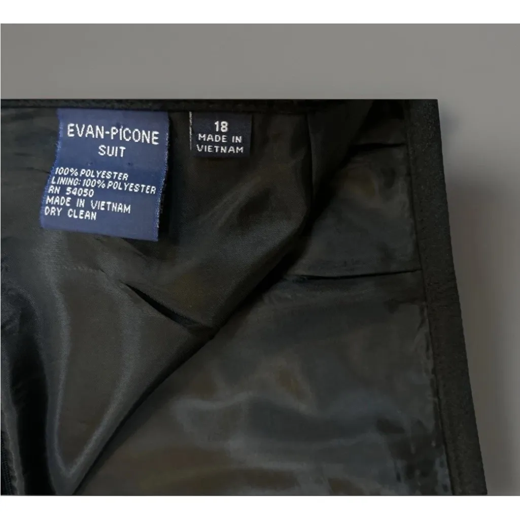 Le Suit Jacquard Evan Picone Middleton Skirt Suit Sz 16 Ruffle Collar - Image 10
