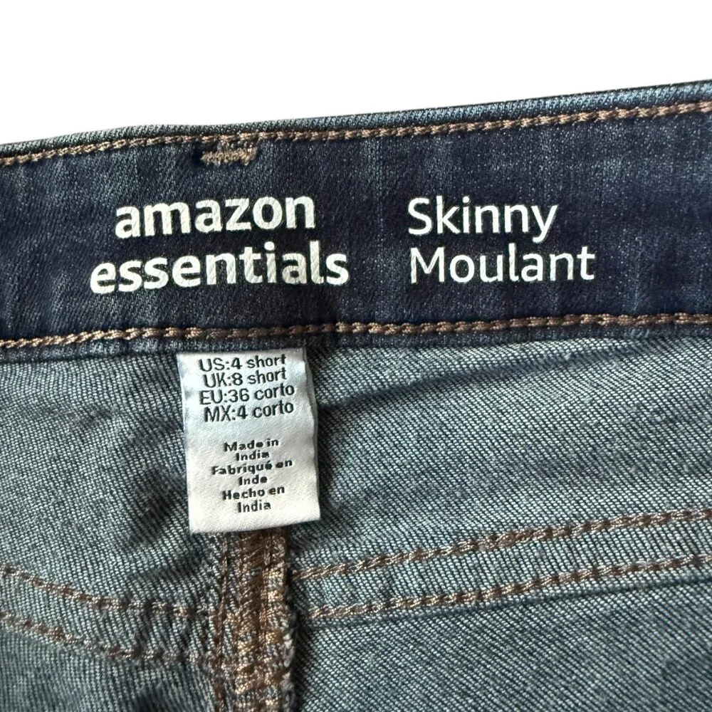 Amazon  Essentials skinny dark wash five pocket button zip stretchy jeans 4 short - Image 7
