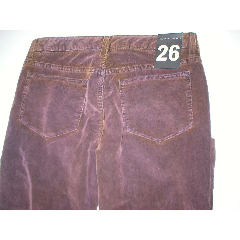 New NWT $295 Theyskens Theory Corduroy Pants Womens 24 Skinny Soft Purple Brown - Image 5