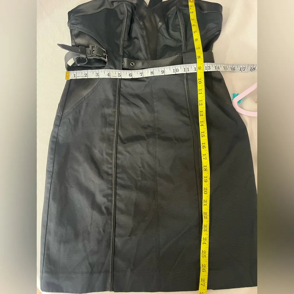 bebe Black Strapless Dress with Belt - Image 7